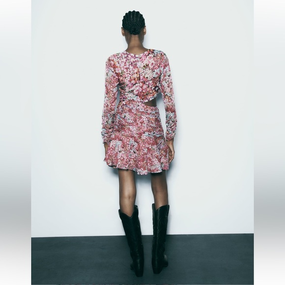 ZARA floral print mini dress NWT $59.90 - Picture 4 of 9